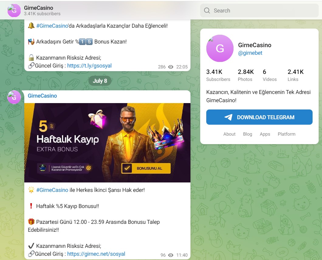Girnecasino Telegram